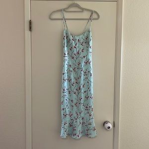 Mint Japanese cherry blossom print spaghetti strap dress